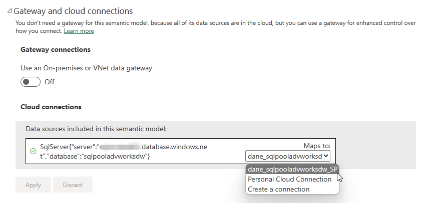 change the cloud connection setting from personal cloud connection to the shareable cloud connection using the service principal.